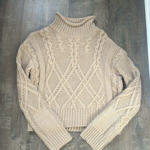 Tan brown turtleneck chunky sweater like new small